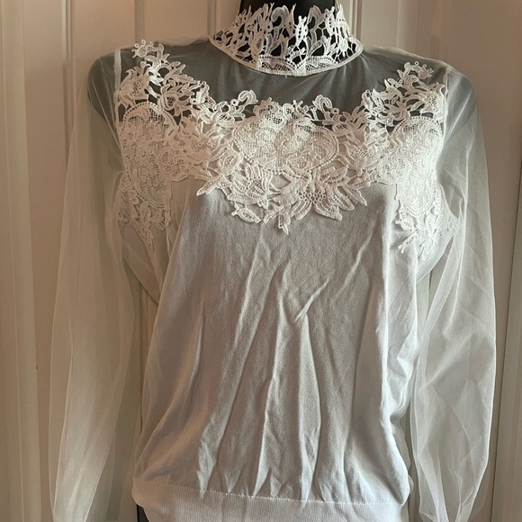 ADIVA sheer sleeve white sweater - Picture 9 of 15